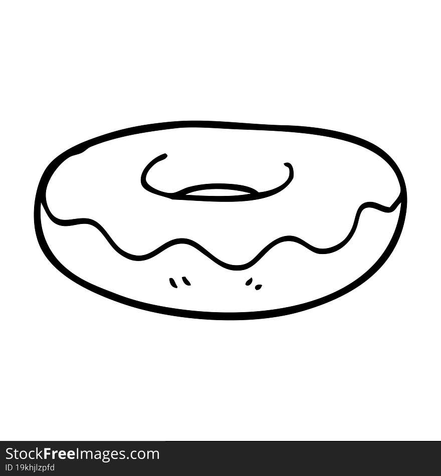 line drawing cartoon iced donut