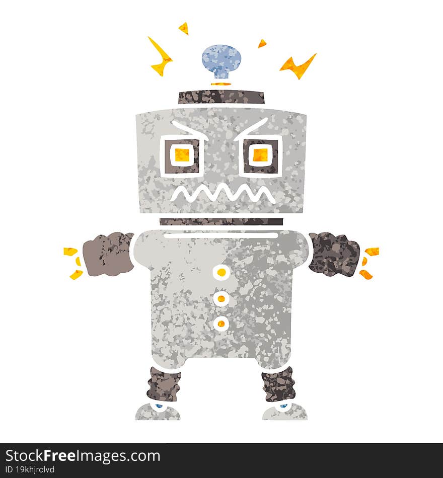 quirky retro illustration style cartoon robot