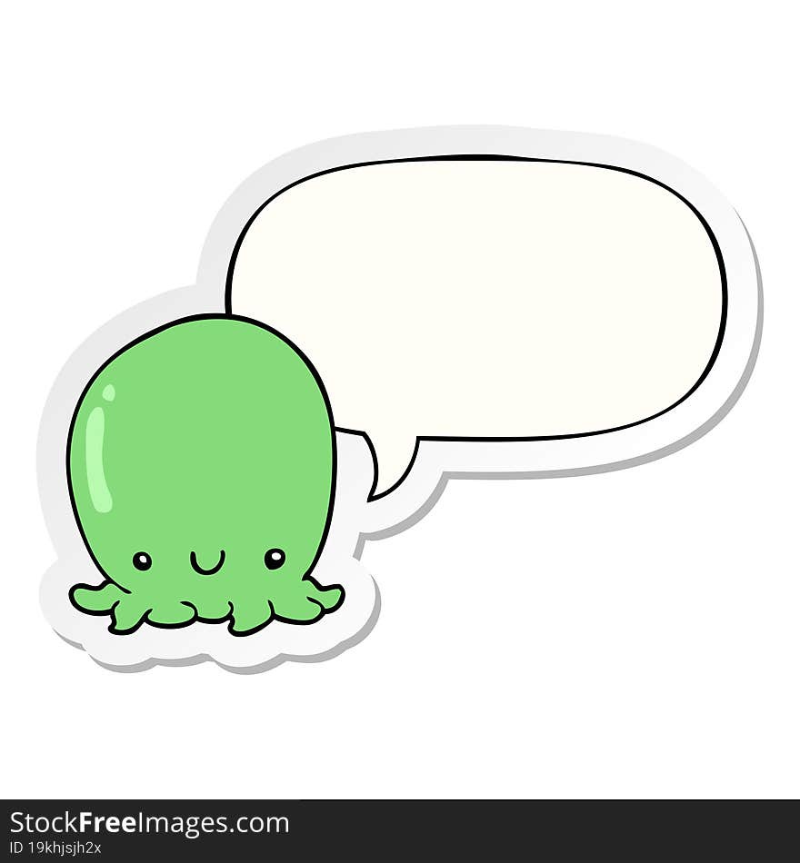 cute cartoon octopus and speech bubble sticker