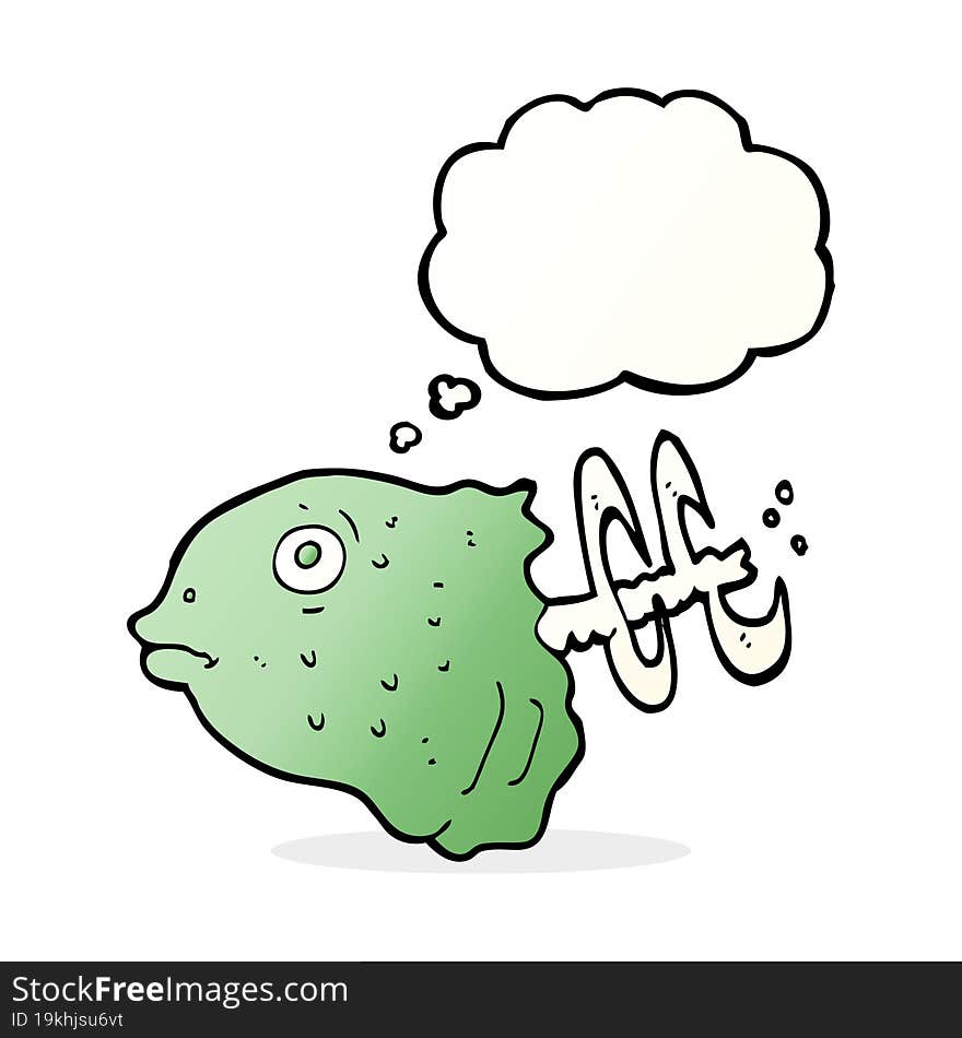 cartoon fish head with thought bubble