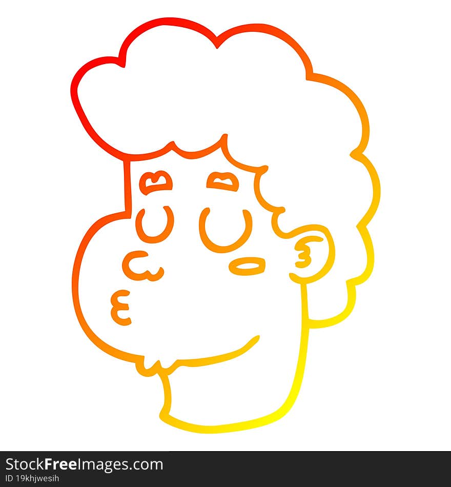 Warm Gradient Line Drawing Cartoon Male Face