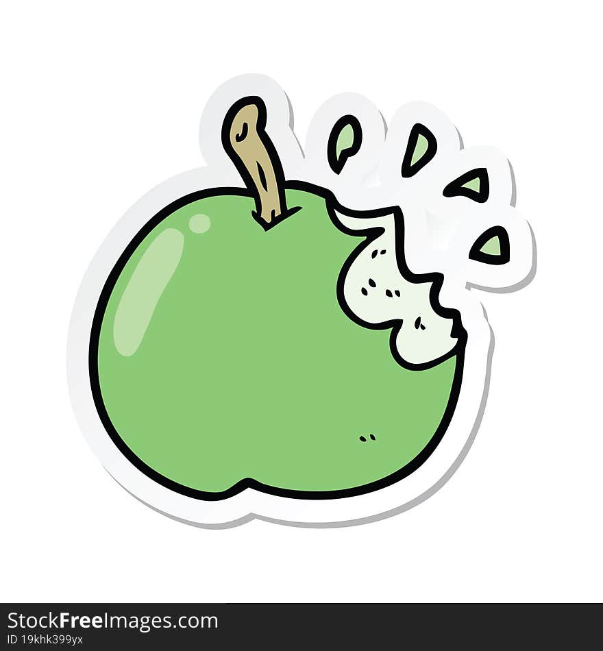 Sticker Of A Cartoon Bitten Apple