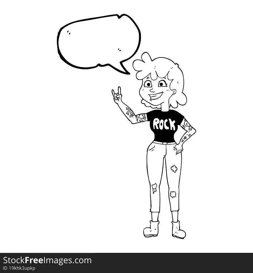 freehand drawn speech bubble cartoon rock girl