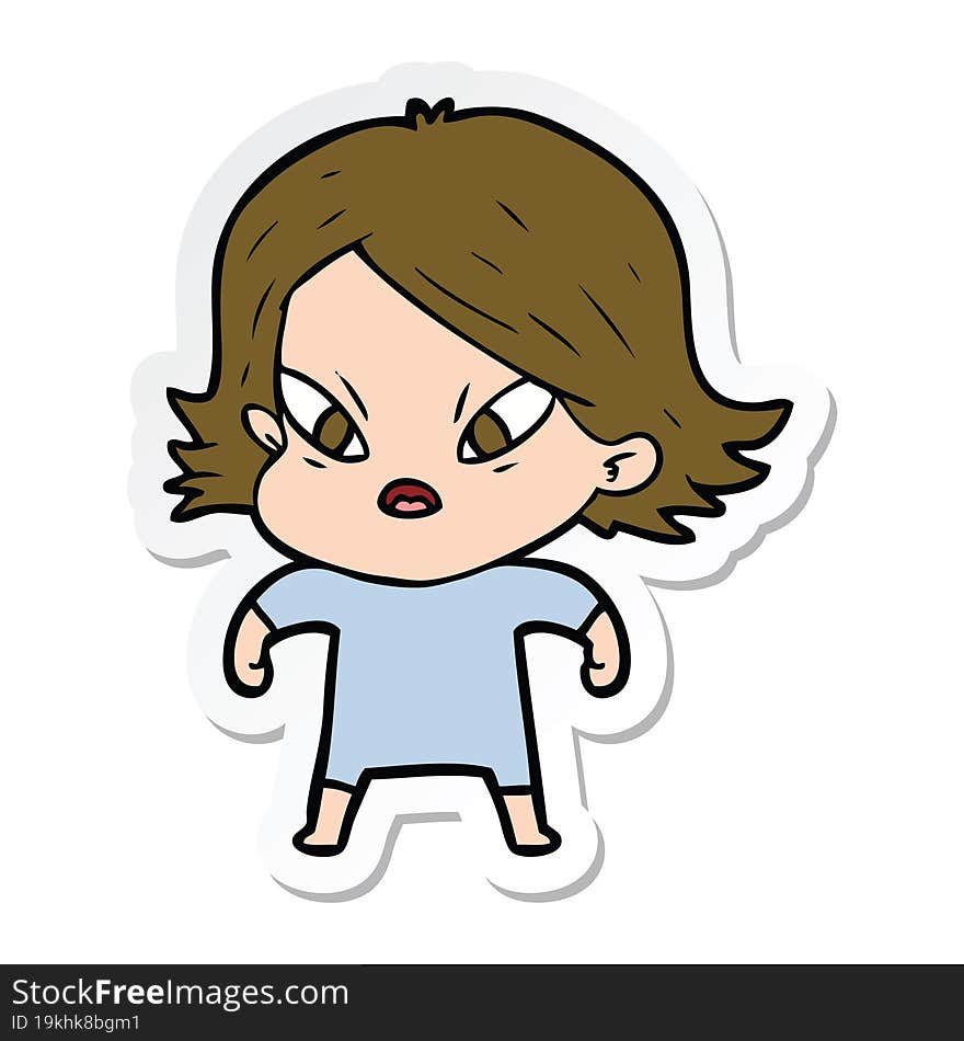 sticker of a cartoon stressed woman