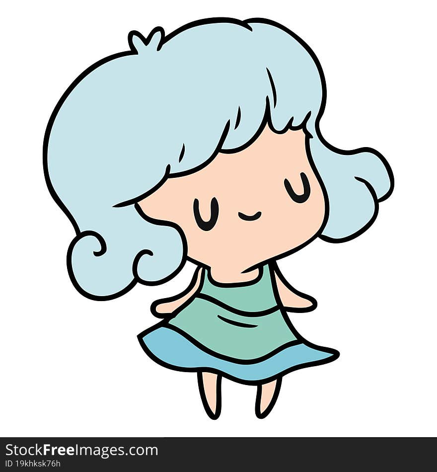 cartoon illustration kawaii of cute girl. cartoon illustration kawaii of cute girl