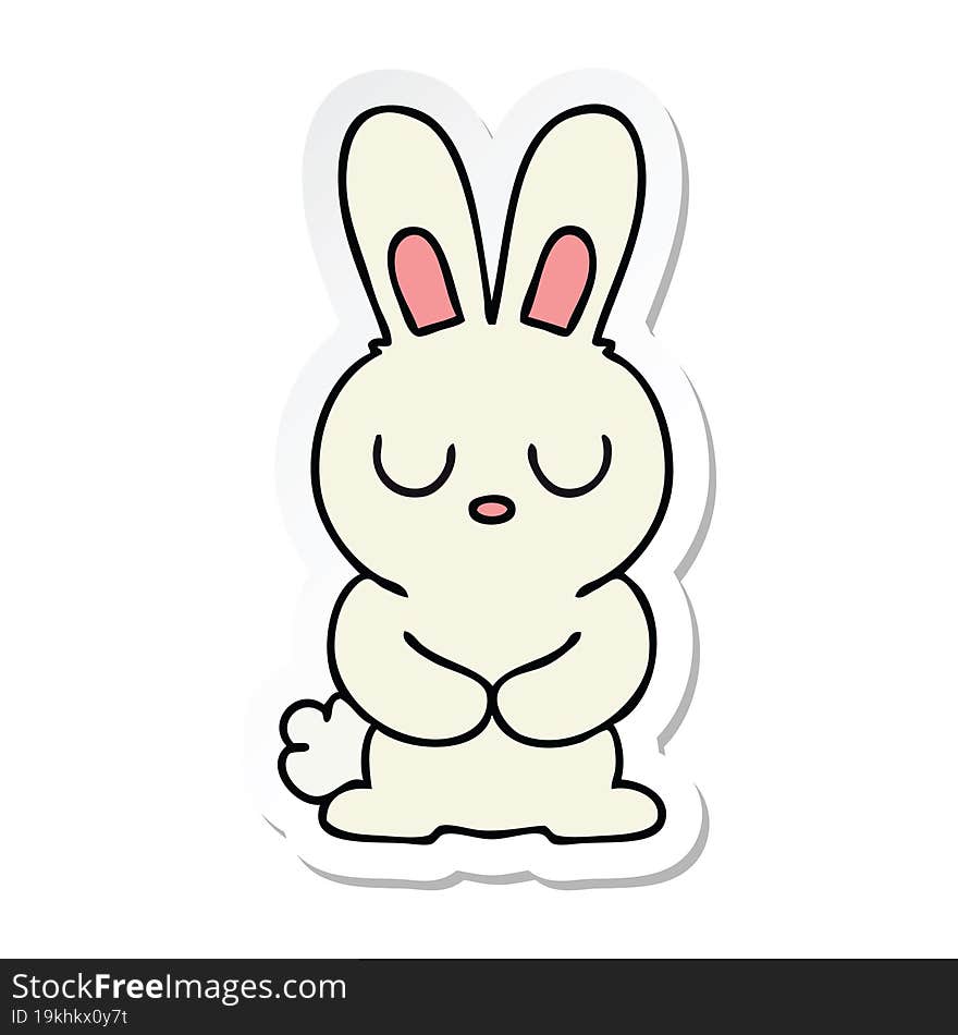 sticker of a quirky hand drawn cartoon rabbit