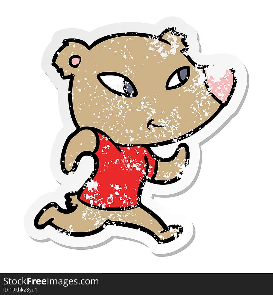 distressed sticker of a cute cartoon bear