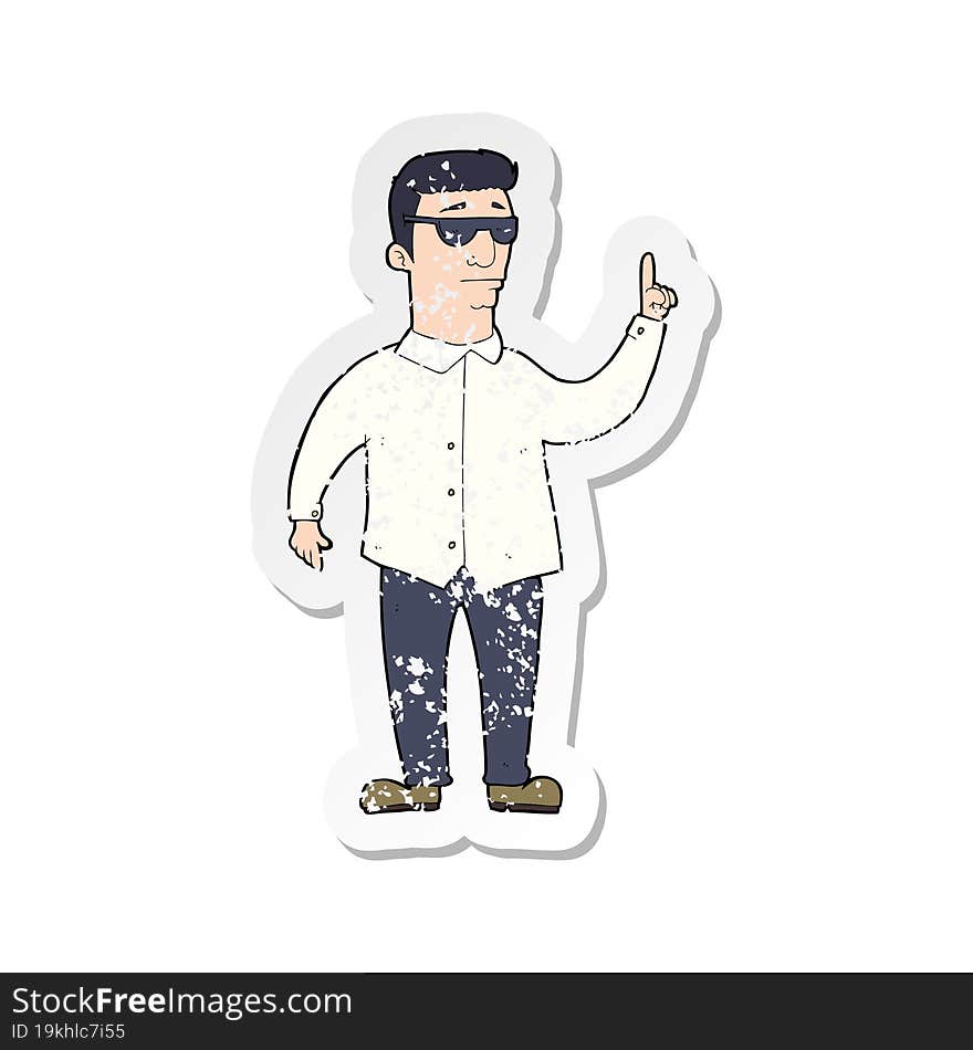 Retro Distressed Sticker Of A Cartoon Man Wearing Sunglasses