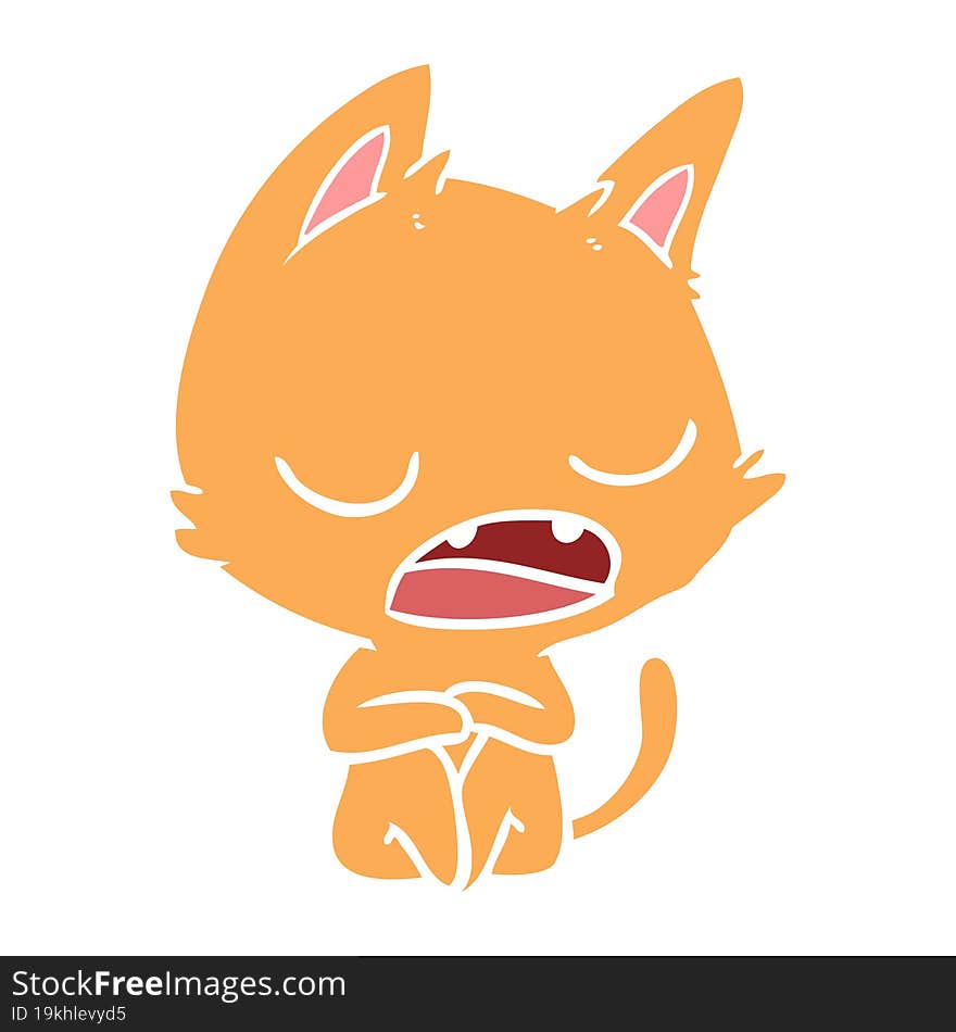 Talking Cat Flat Color Style Cartoon