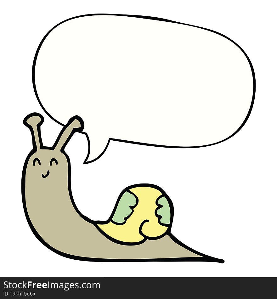 cute cartoon snail with speech bubble. cute cartoon snail with speech bubble