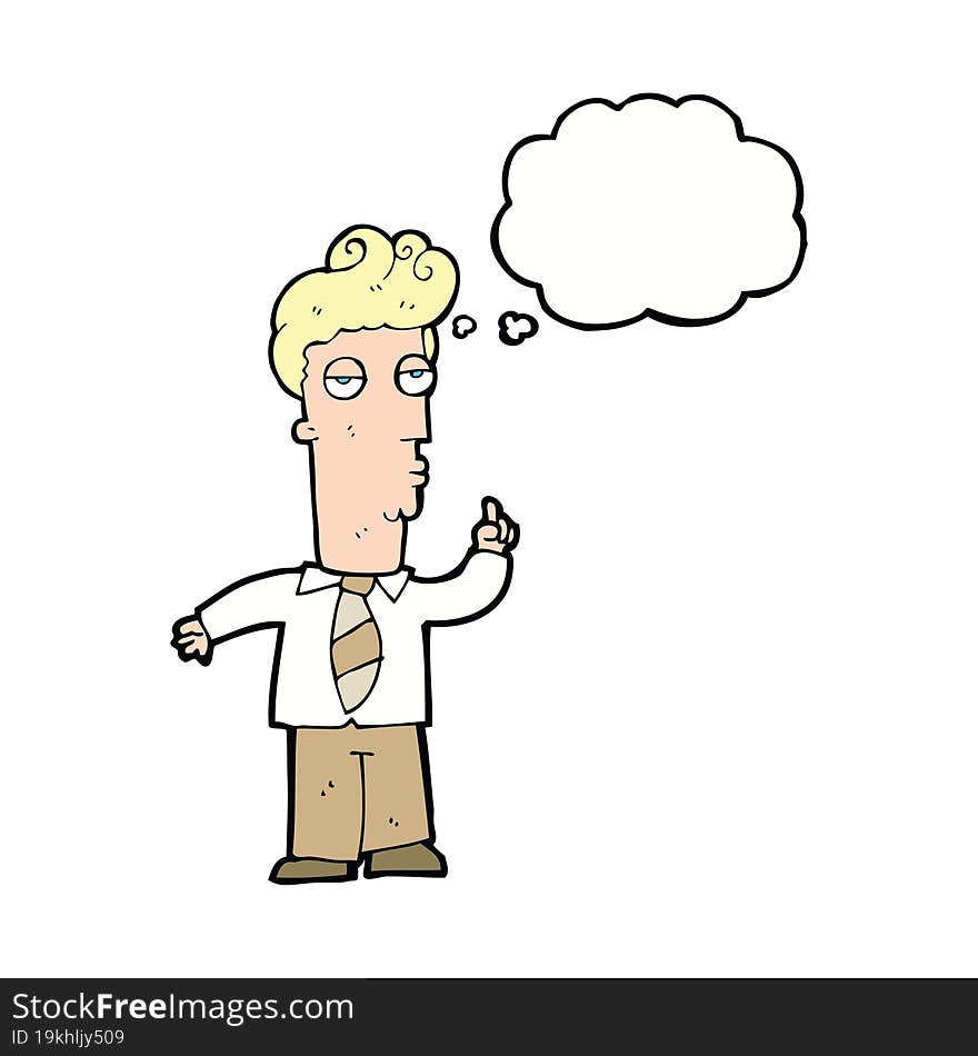 Cartoon Bored Man Asking Question With Thought Bubble