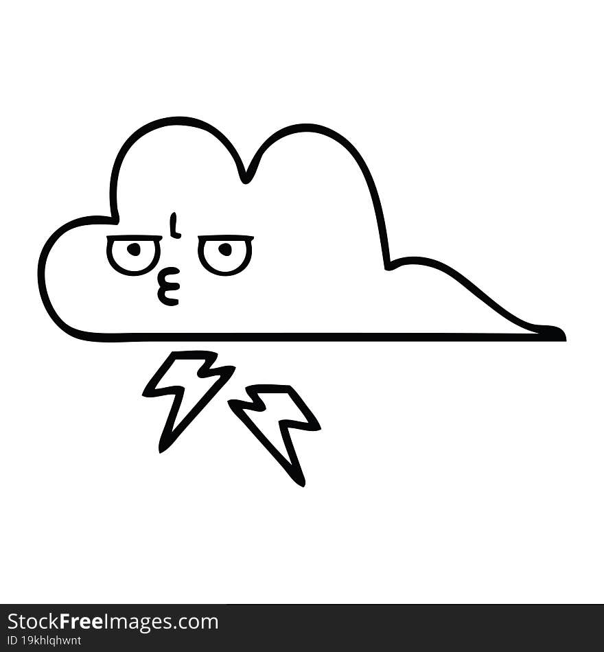 line drawing cartoon thunder cloud