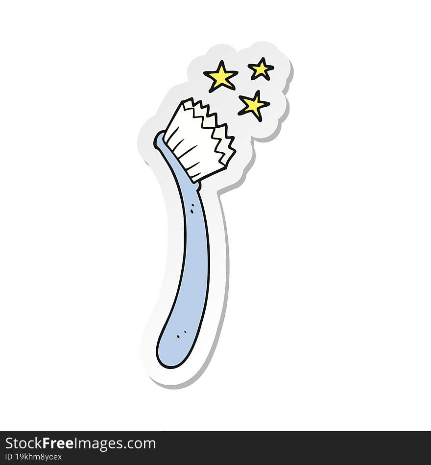 Sticker Of A Cartoon Tooth Brush