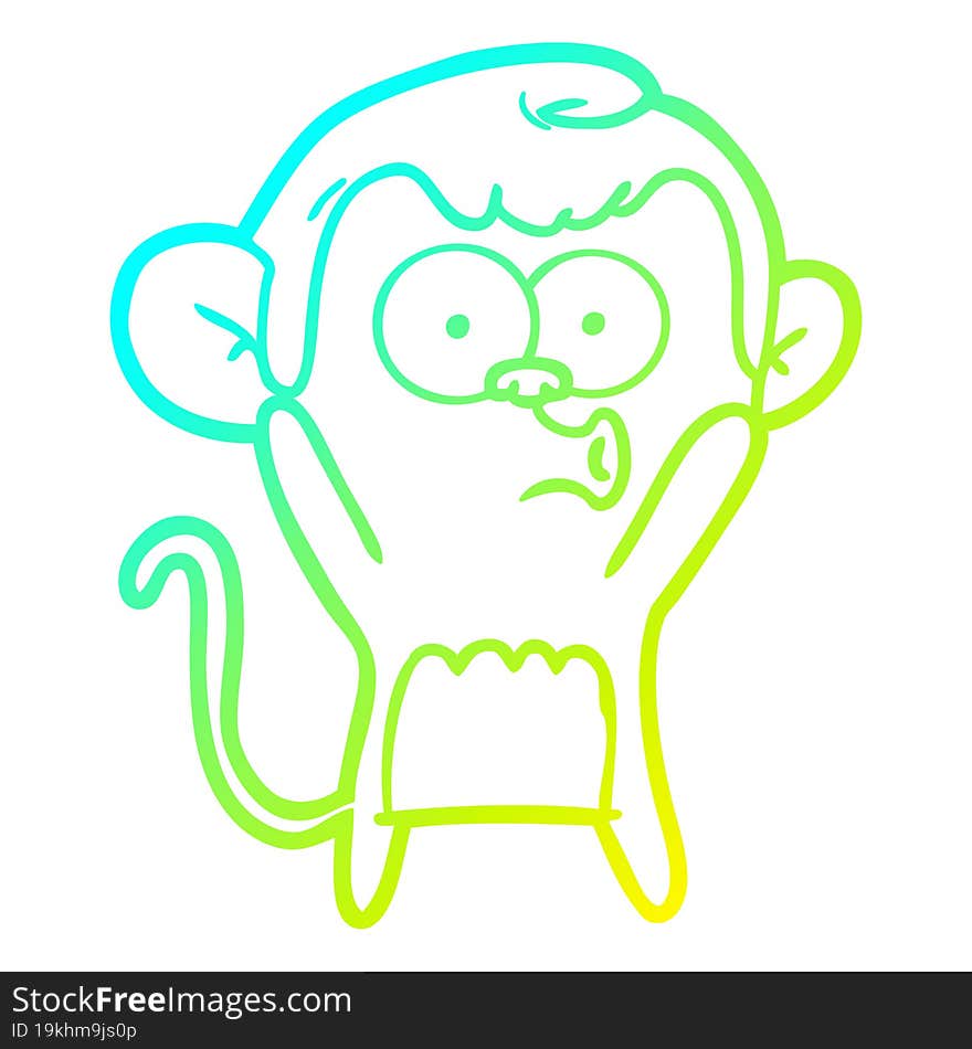 cold gradient line drawing cartoon surprised monkey