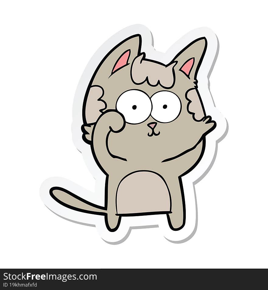 sticker of a happy cartoon cat