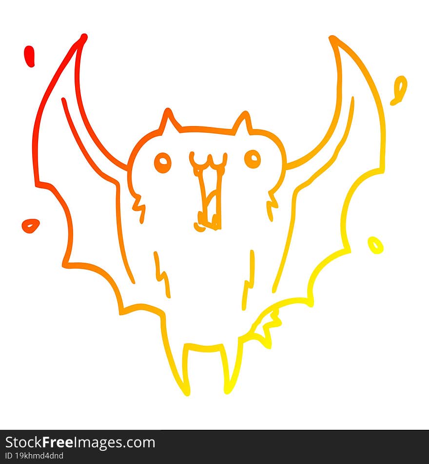 warm gradient line drawing cartoon happy vampire bat