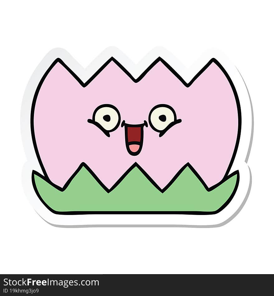 sticker of a cute cartoon water lilly