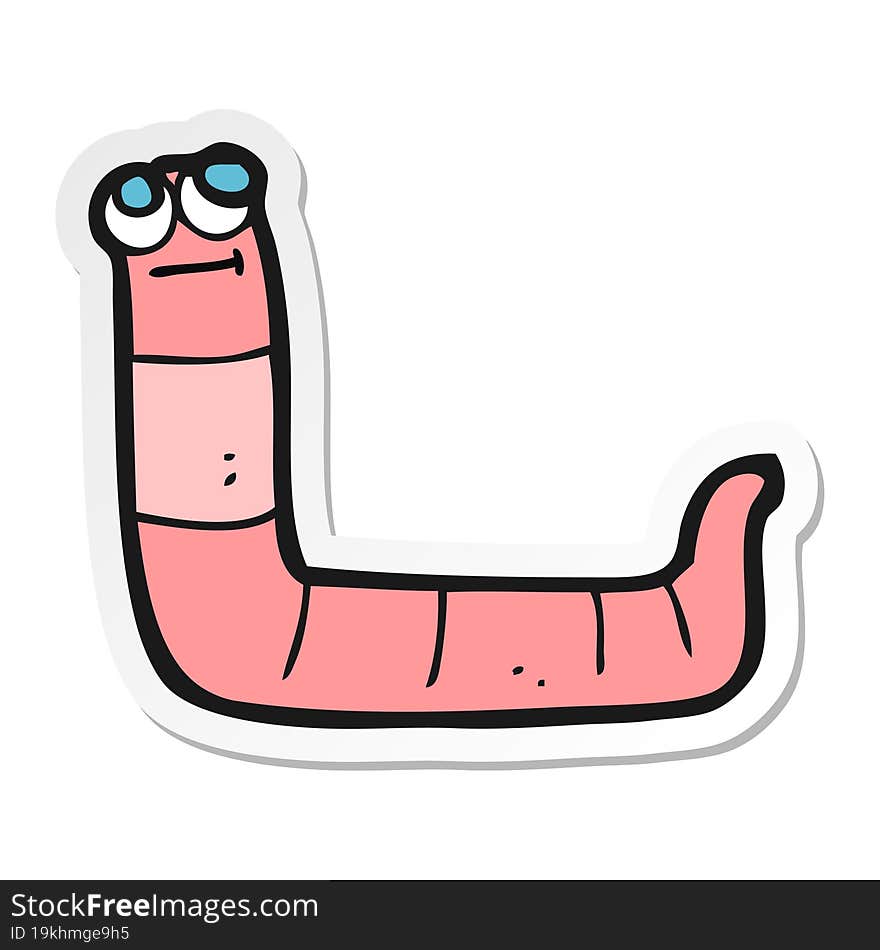 Sticker Of A Cartoon Worm