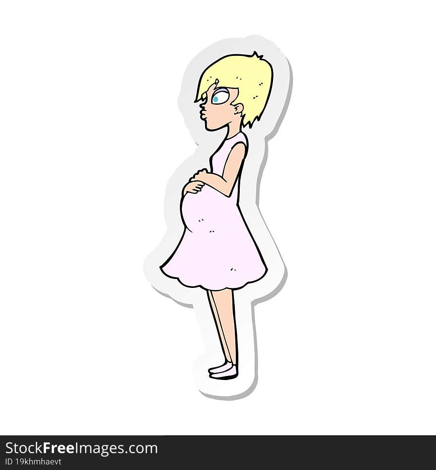 sticker of a cartoon pregnant woman