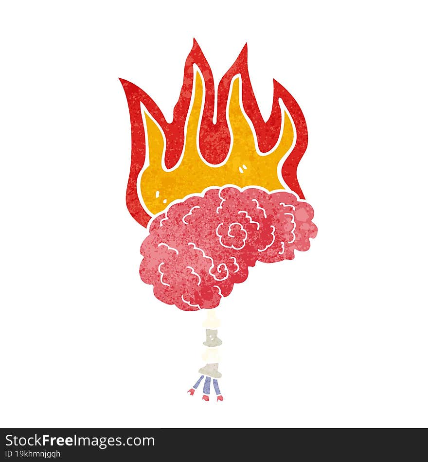 cartoon brain on fire