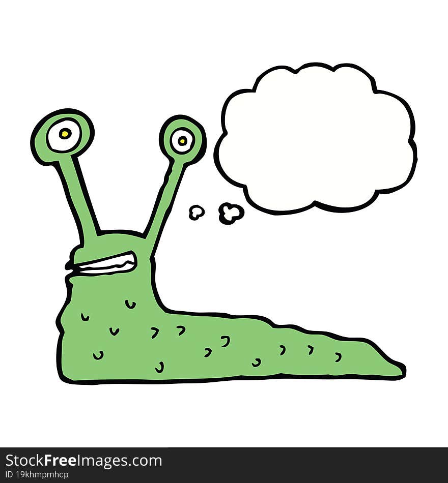 Cartoon Slug With Thought Bubble