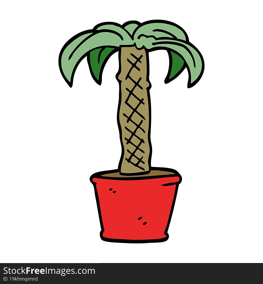 cartoon doodle potted plant