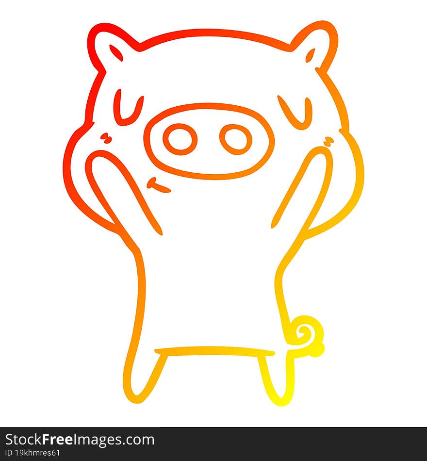 warm gradient line drawing cartoon content pig