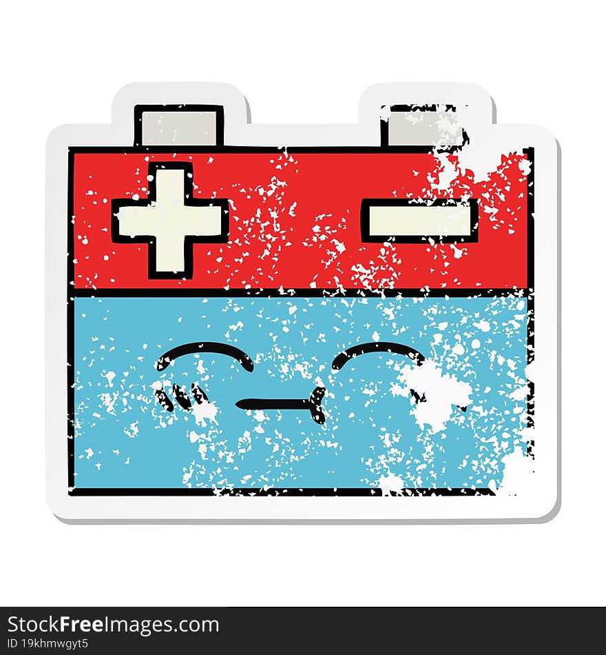 distressed sticker of a cute cartoon car battery