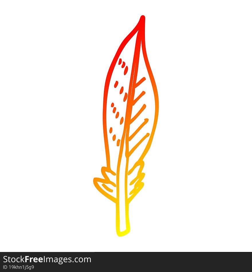 warm gradient line drawing cartoon golden feather