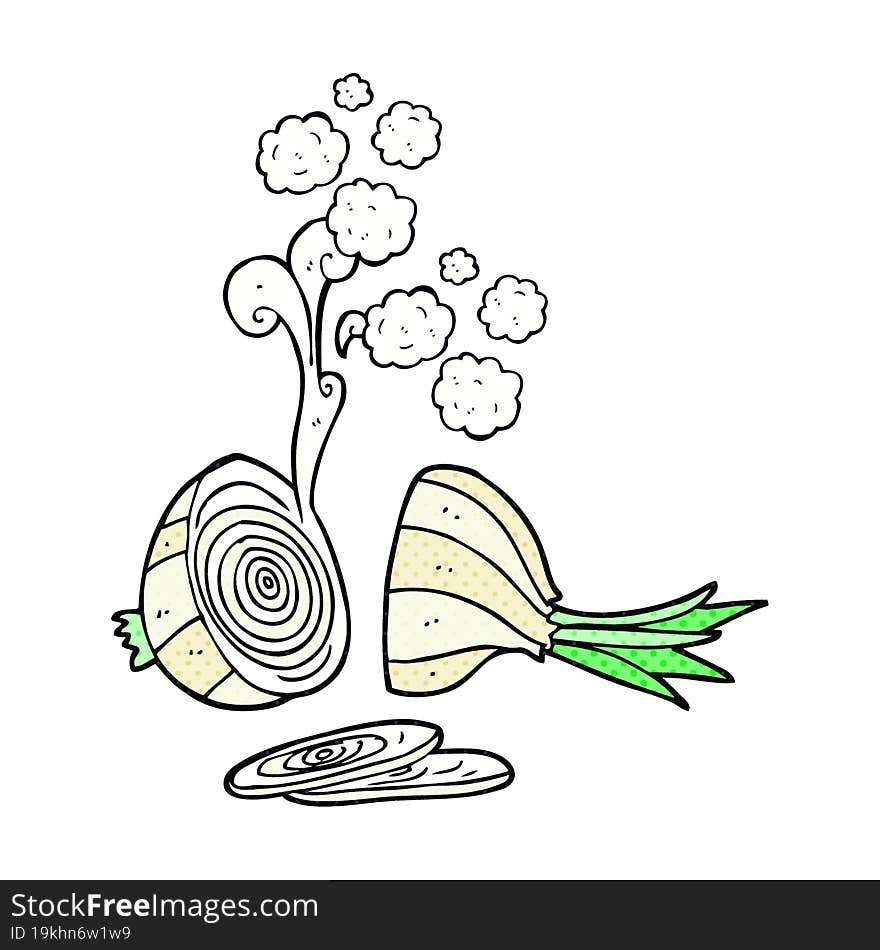 freehand drawn cartoon sliced onion