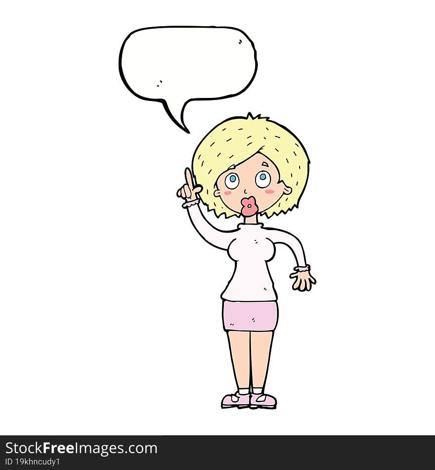 cartoon woman with idea with speech bubble