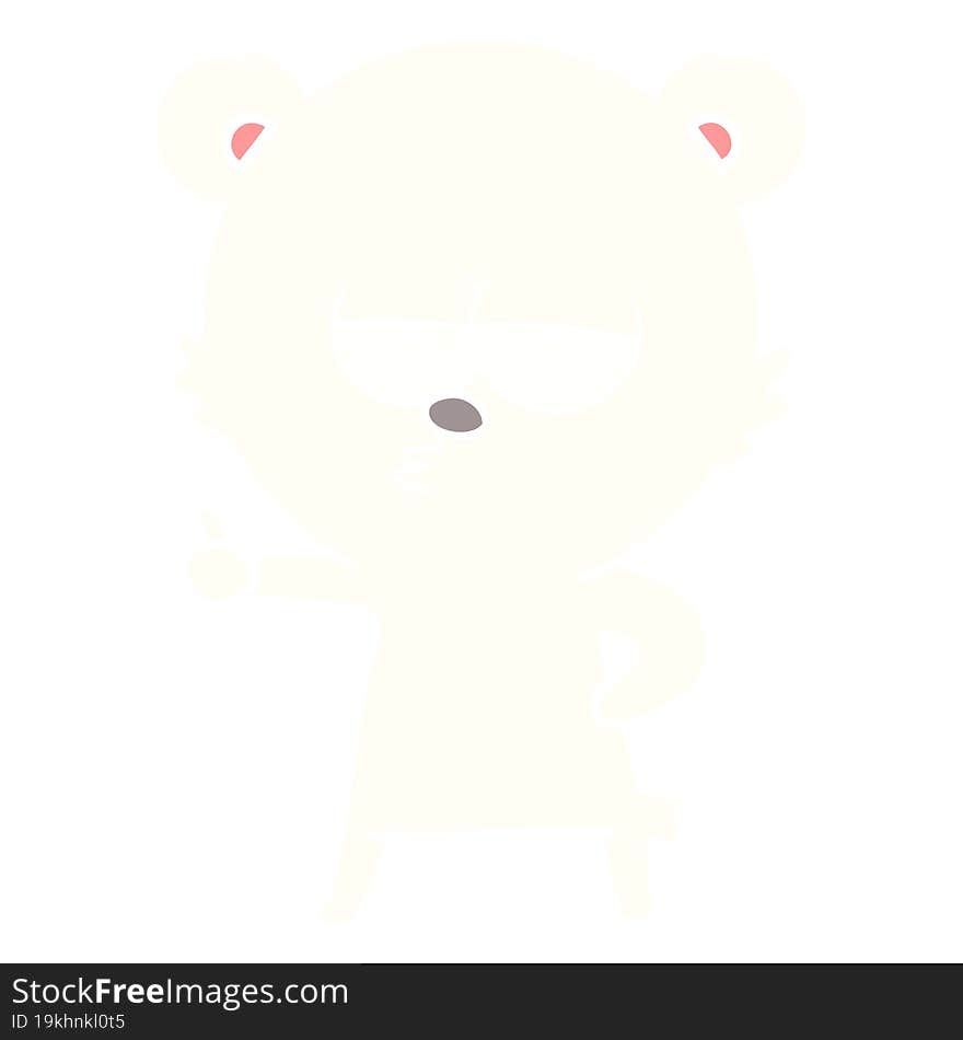 bored polar bear flat color style cartoon giving thumbs up sign