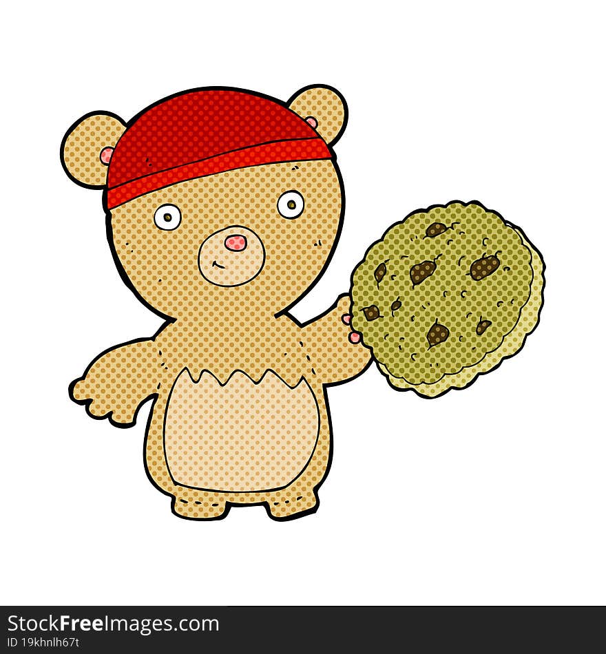 cartoon teddy bear with cookie