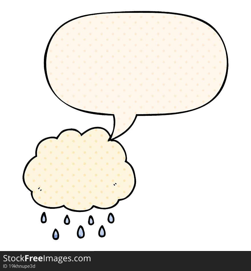 Cartoon Rain Cloud And Speech Bubble In Comic Book Style