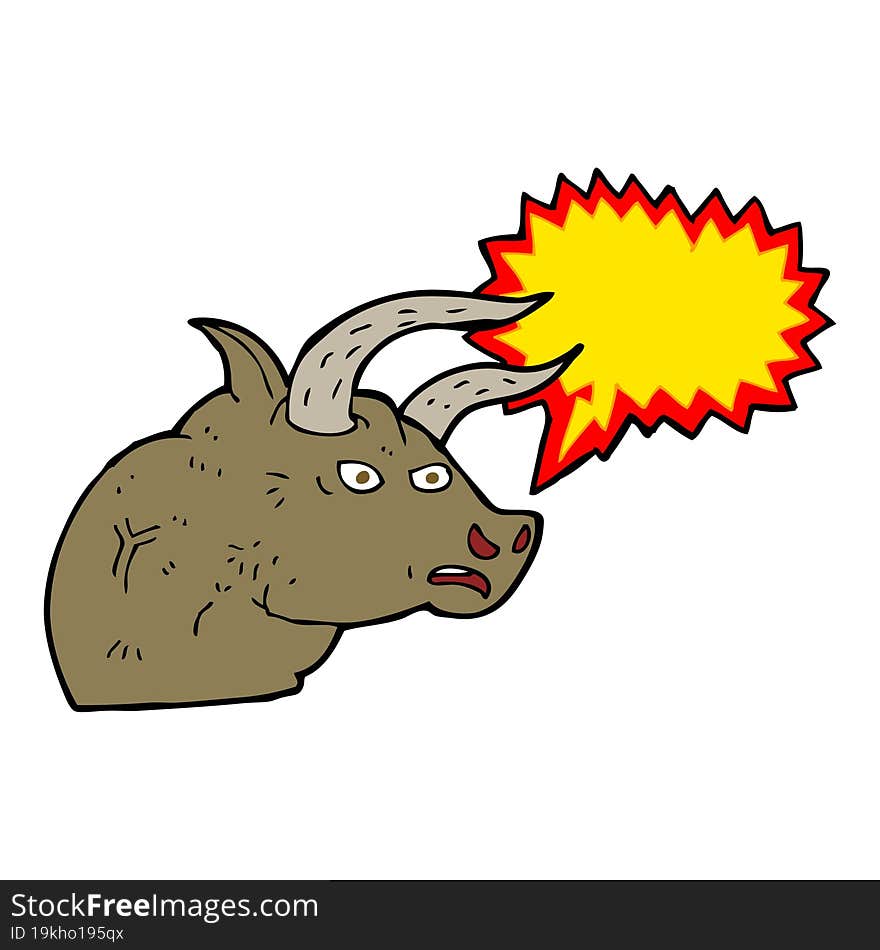 Cartoon Angry Bull Head With Speech Bubble