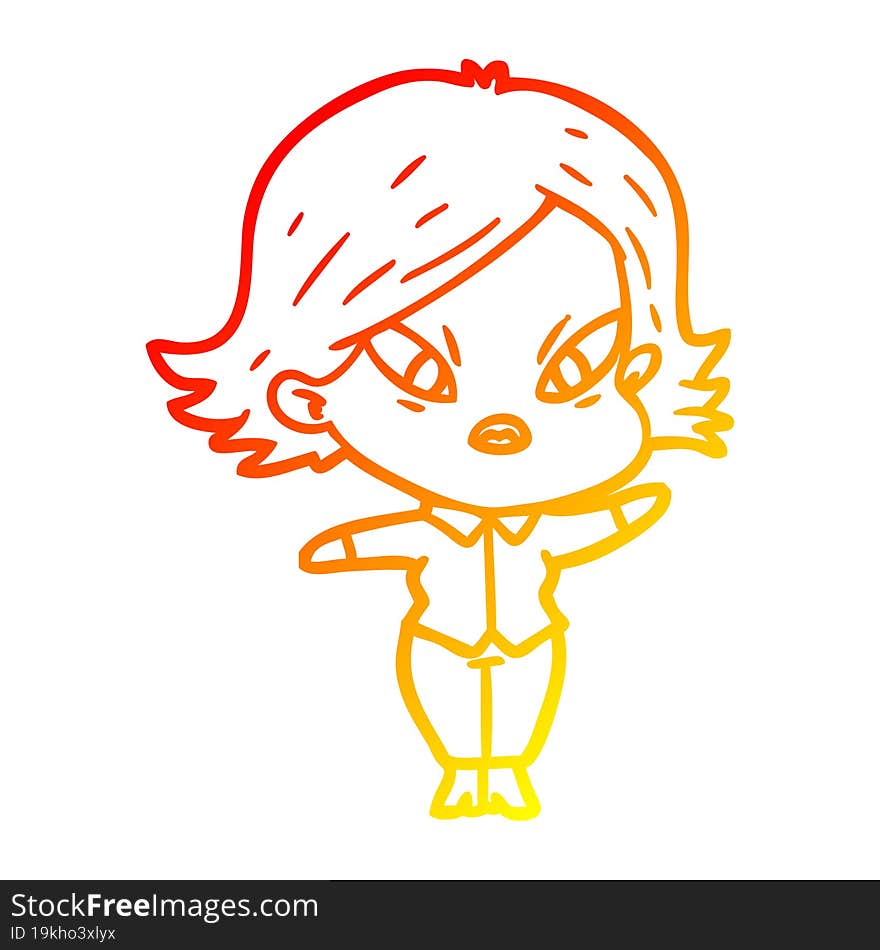 warm gradient line drawing of a cartoon stressed woman