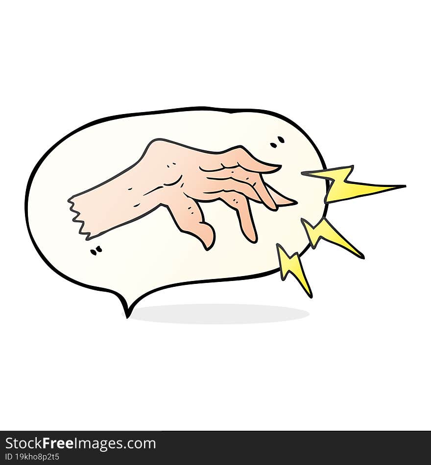 freehand drawn speech bubble cartoon hand casting spell