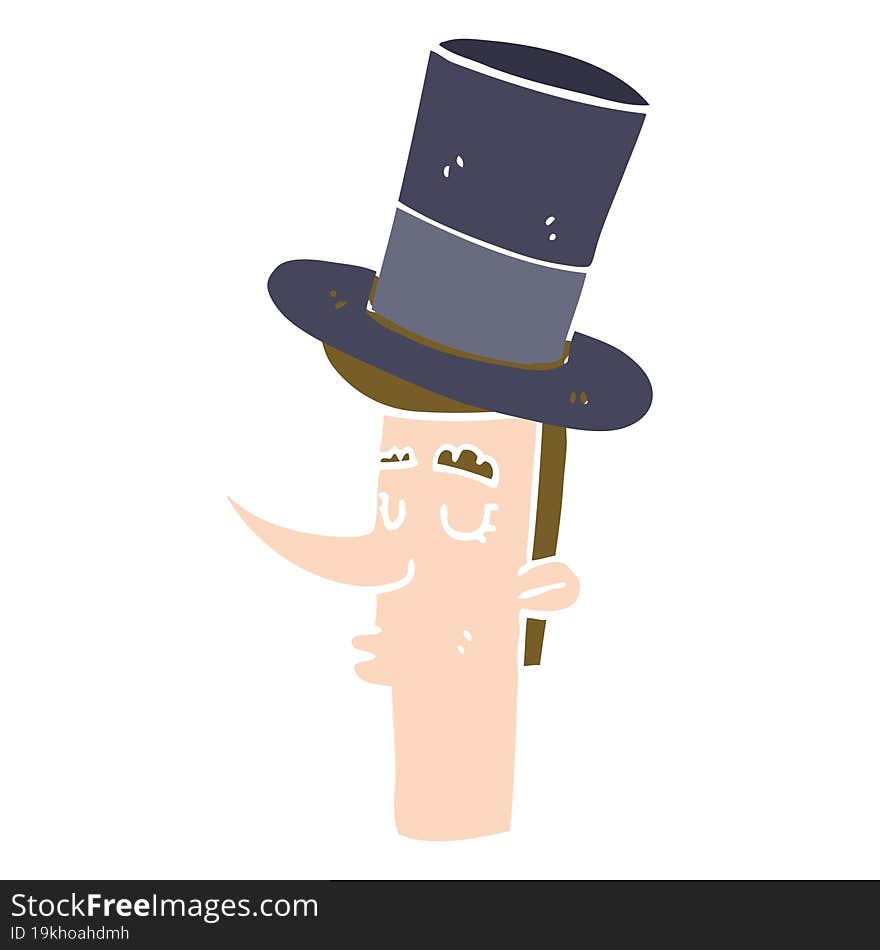 flat color style cartoon man wearing top hat