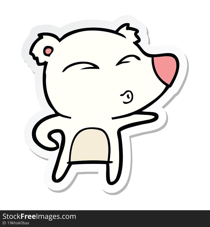 sticker of a cartoon explaining polar bear