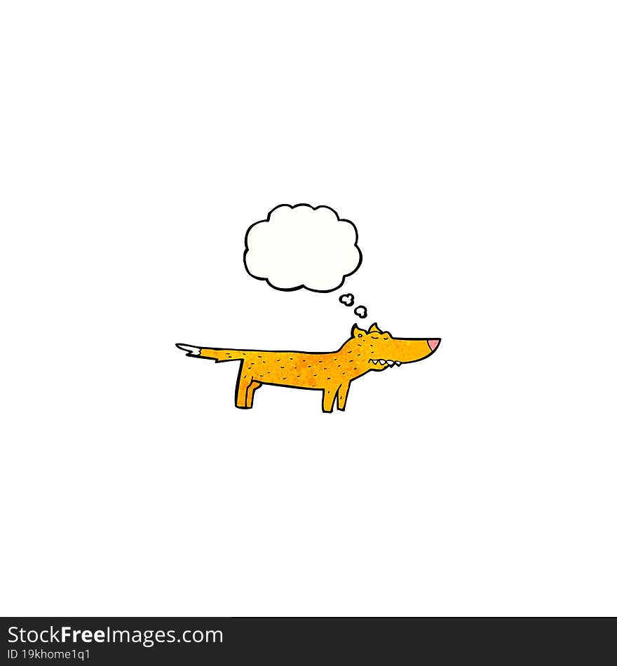 cartoon fox with thought bubble