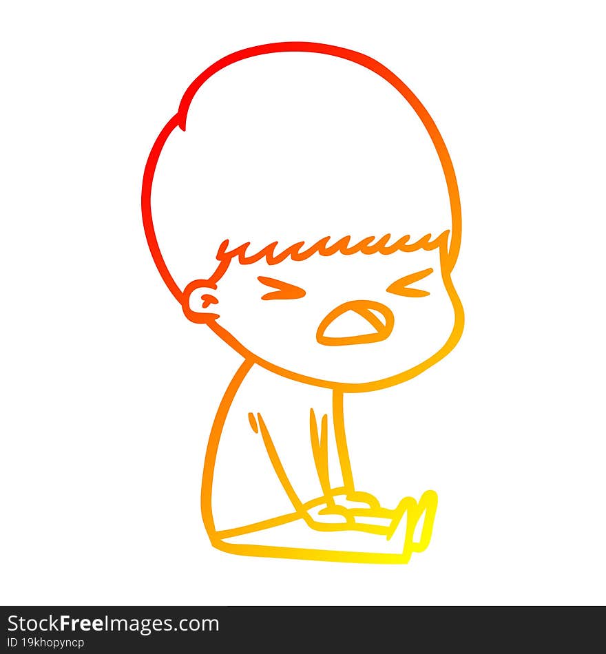 warm gradient line drawing cartoon stressed man