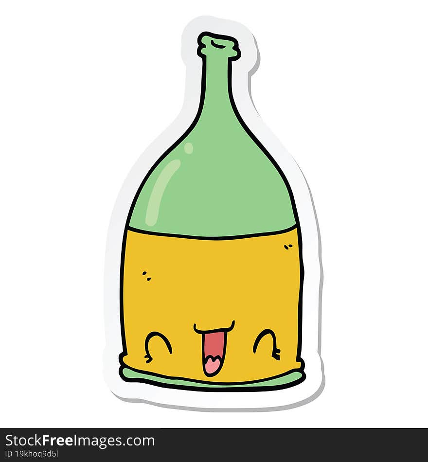 Sticker Of A Cartoon Wine Bottle