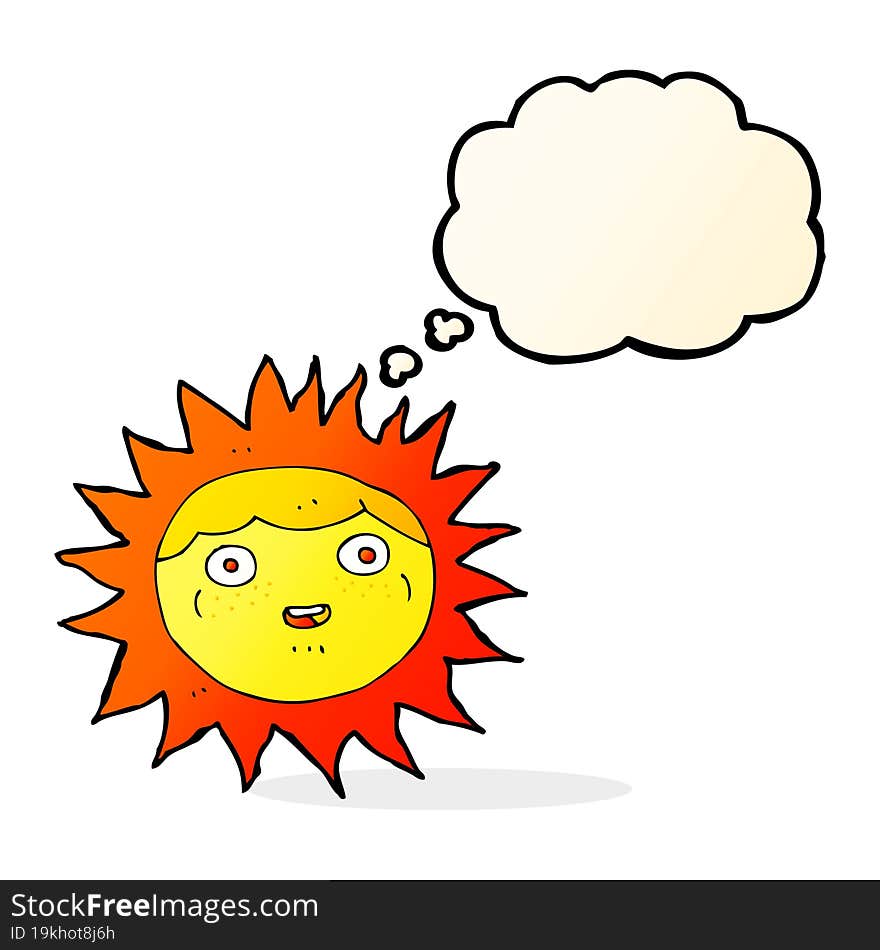 sun cartoon character with thought bubble