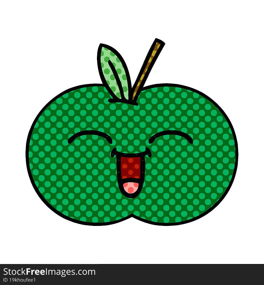 Comic Book Style Cartoon Juicy Apple