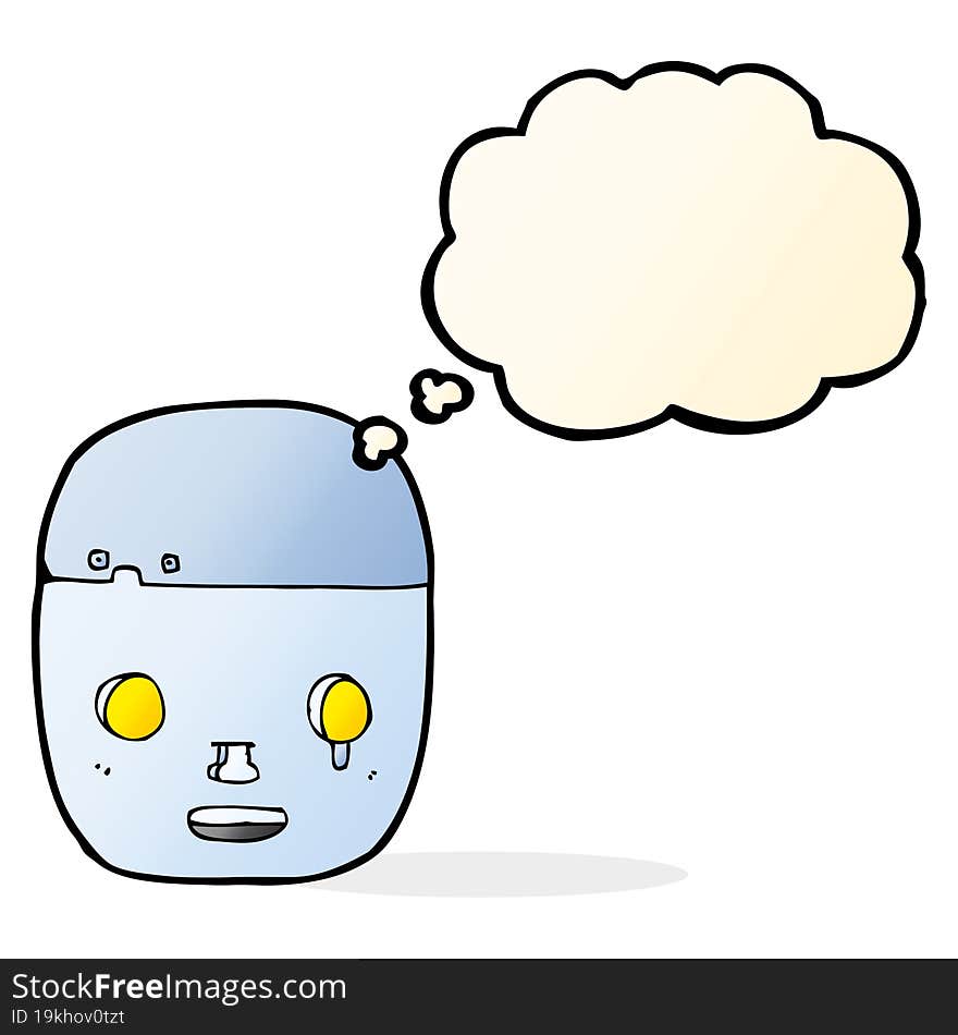 Cartoon Robot Head With Thought Bubble