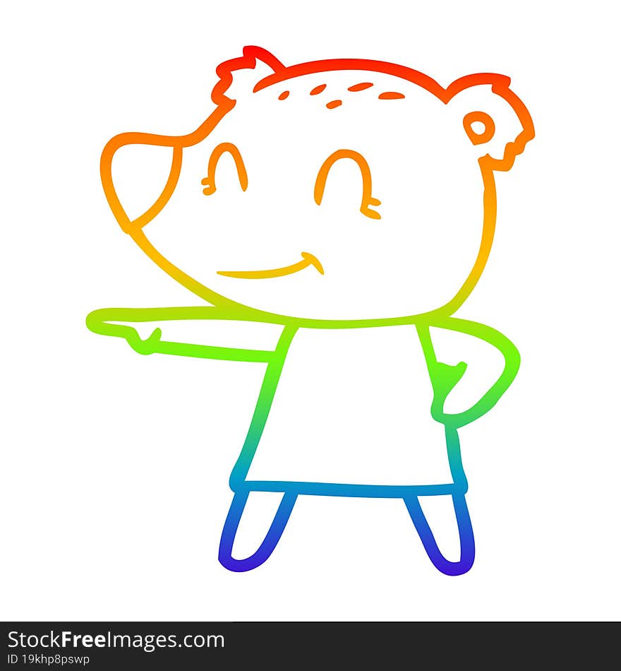 rainbow gradient line drawing female bear cartoon