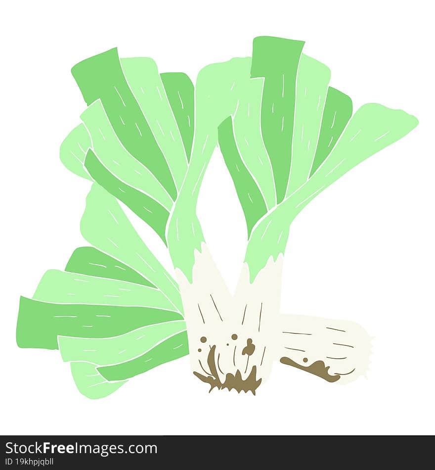 flat color illustration of a cartoon leeks