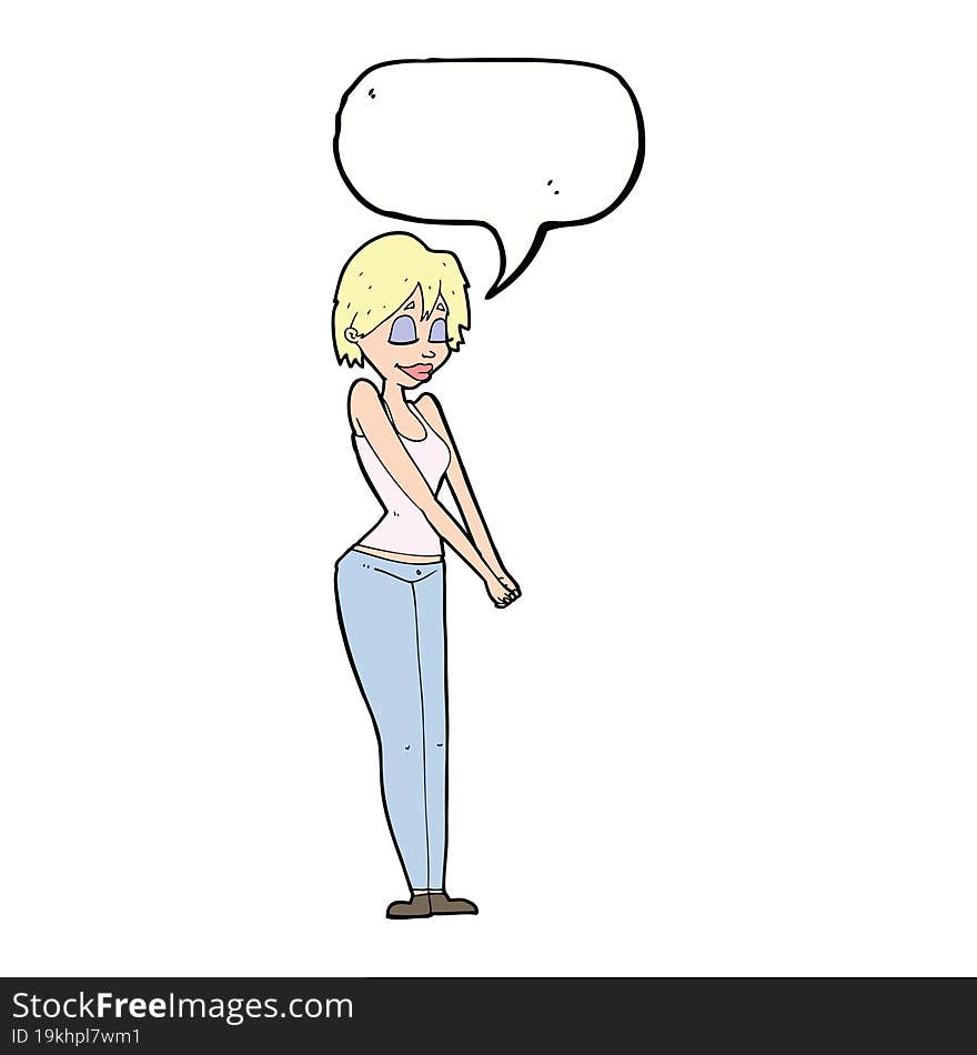 cartoon content woman with speech bubble