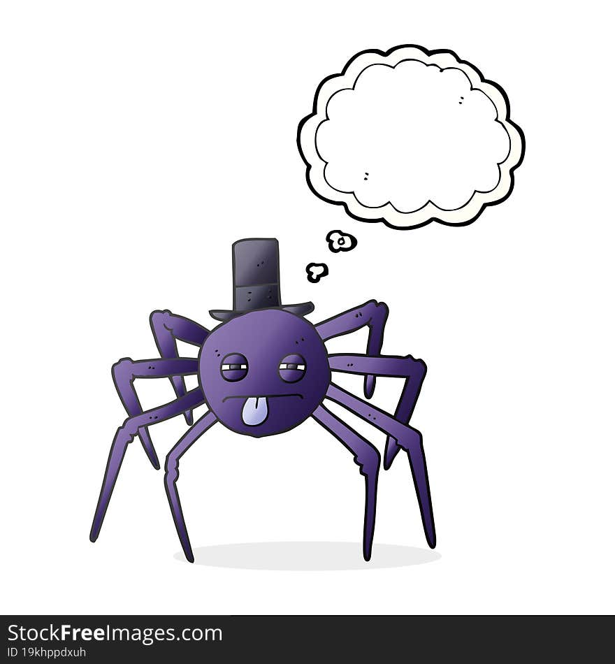 thought bubble cartoon halloween spider in top hat