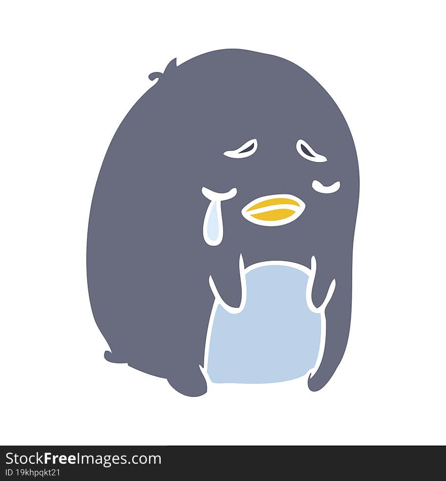 flat color style cartoon crying penguin